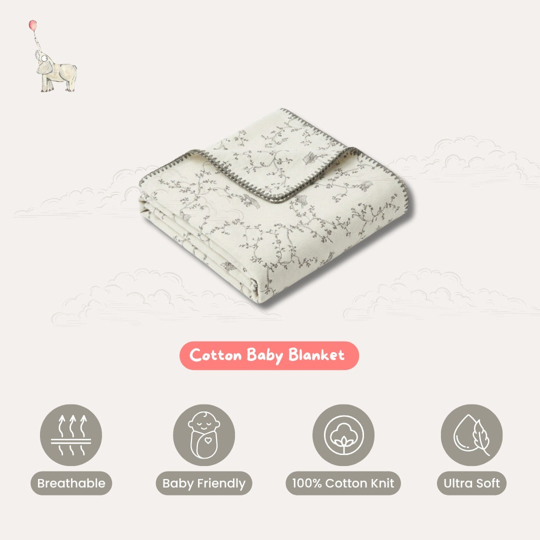 KEKEYO Blanket Cream and Grey Cotton