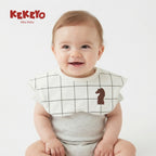 Kekeyo Baby Bibs - Black Grid Brown Chess Knight Motif