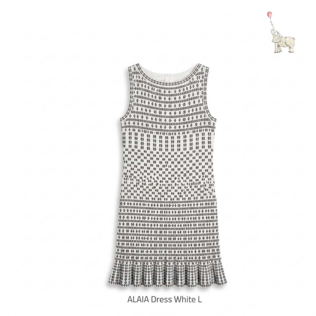 ALAÏA Midi Dress White Black L