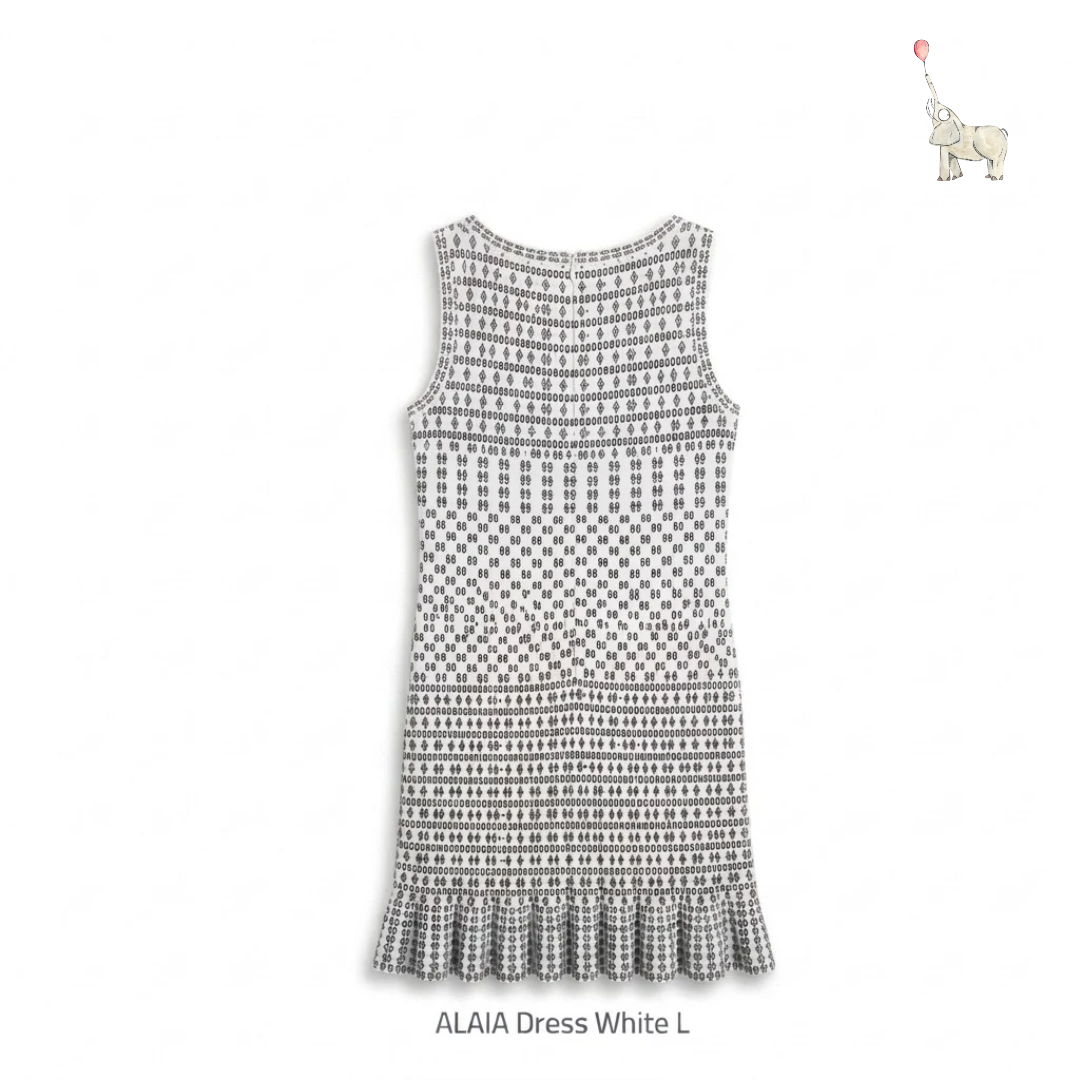 ALAÏA Midi Dress White Black L