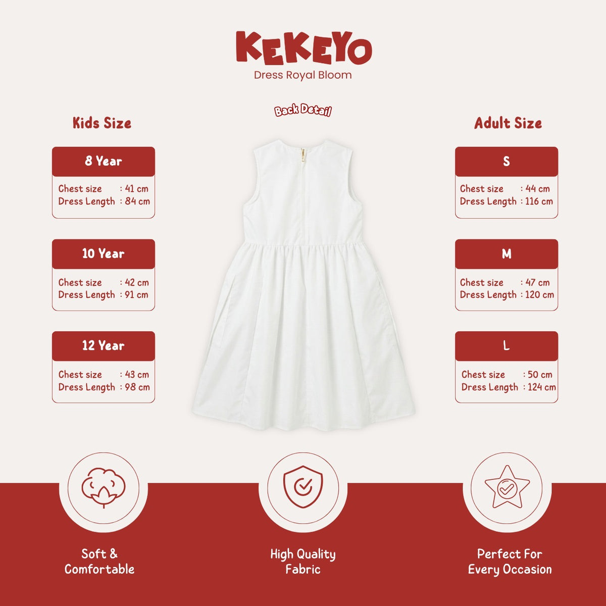 Kekeyo Dress Royal Bloom White | 8Y 10Y 12Y S M L