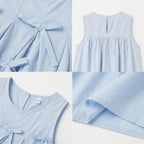 Kekeyo Dress Bow Cotton Blue | 4-5Y 9-10Y