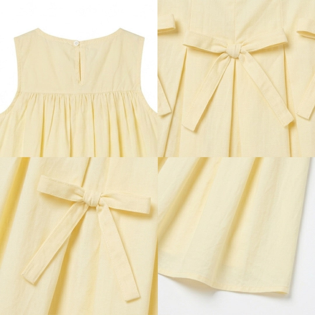 Kekeyo Dress Bow Cotton Yellow | 4-5Y 9-10Y