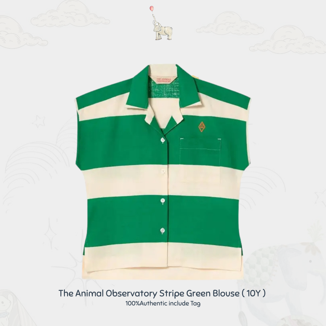 The Animal Observatory Strip Green Series | Blouse Baju Terusan Anak Celana Jeans | 2Y 10Y | 12 Y |