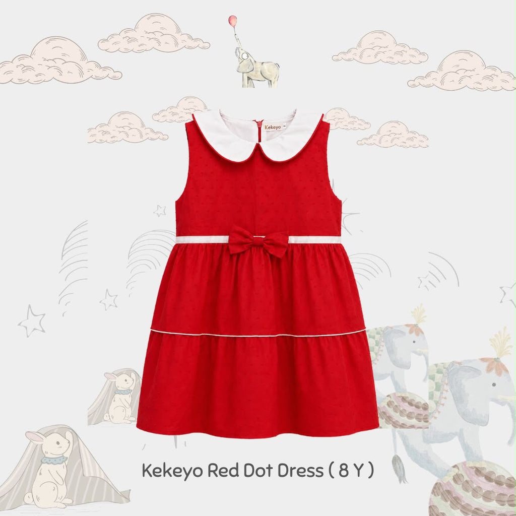 KEKEYO RED DRESS DOT ( 8 Y )