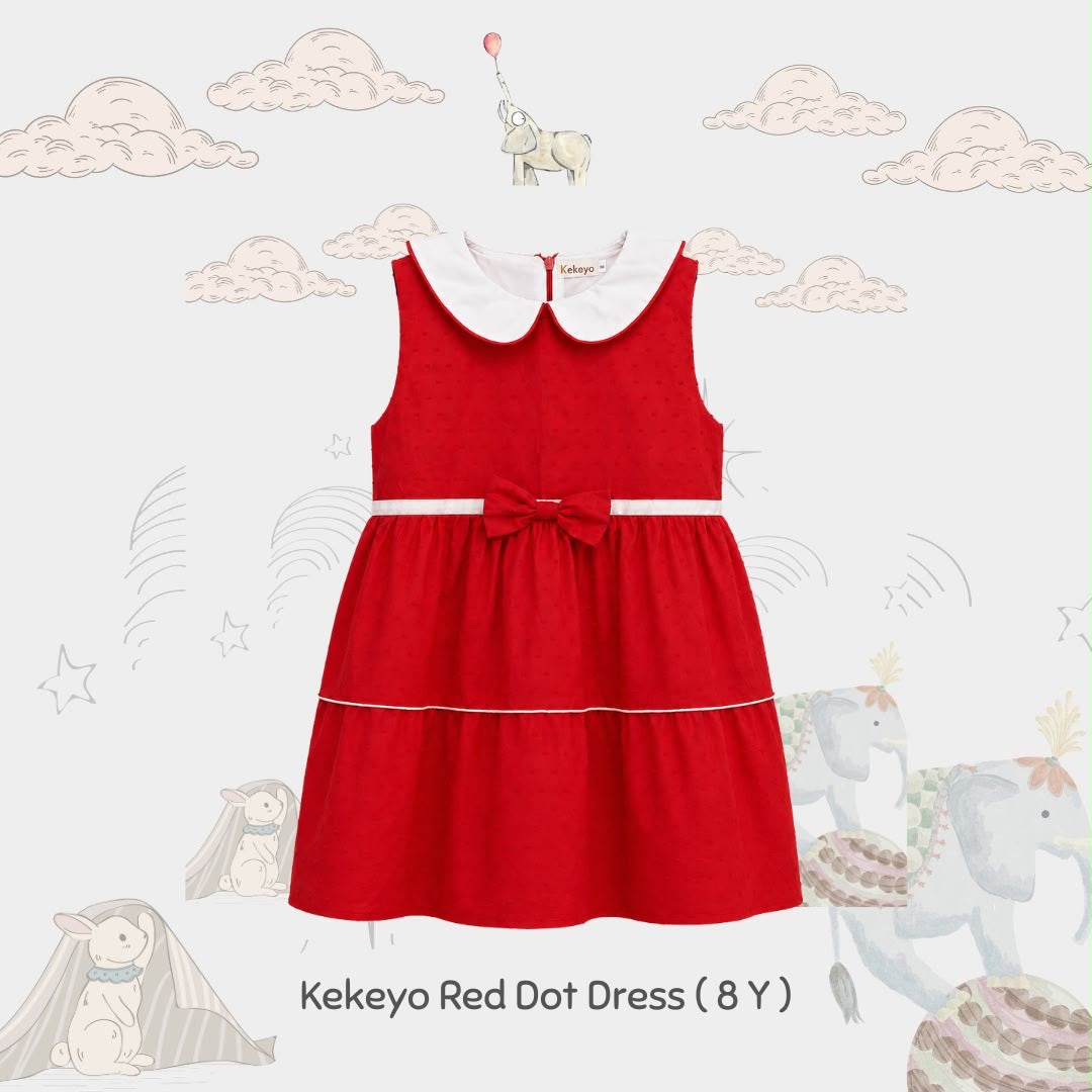 KEKEYO RED DRESS DOT ( 8 Y )
