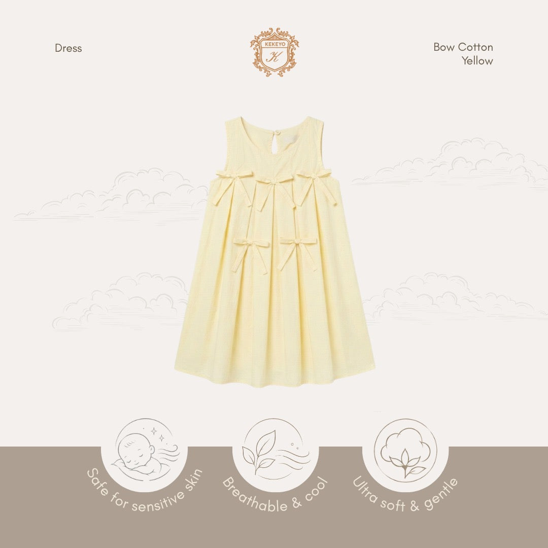 Kekeyo Dress Bow Cotton Yellow | 4-5Y 9-10Y