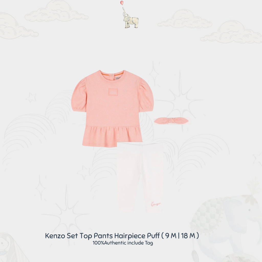 Kenzo Set Top Pants Hairpiece Puff |Kenzo Set Atasan Celana & Hiasan Rambut  |9 M | 18 M | Pre Order