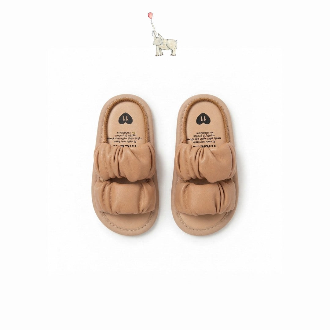 Mammyeve Ruched Double Strap Sandals | Soft Brown
