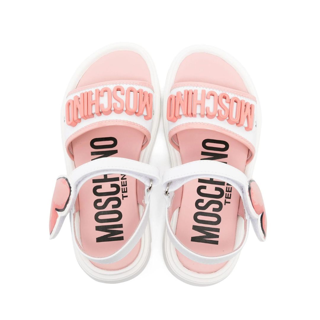 Moschino Kids Logo-Appliqué Leather Sandals