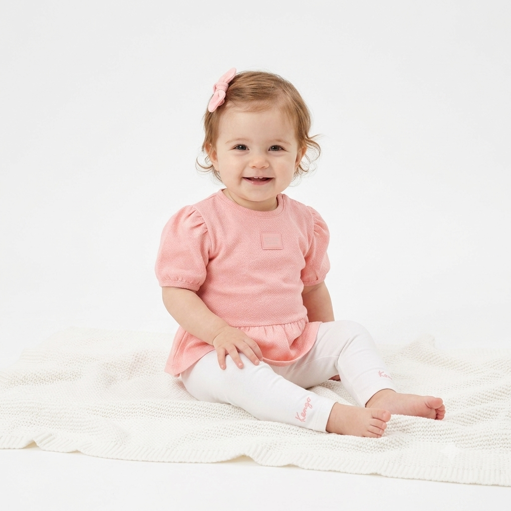 Kenzo Set Top Pants Hairpiece Puff |Kenzo Set Atasan Celana & Hiasan Rambut  |9 M | 18 M
