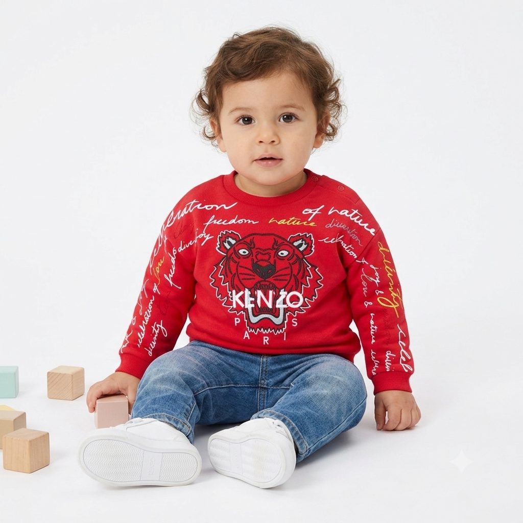 Kenzo Tiger Head Logo Sweatshirt in Cerise pink