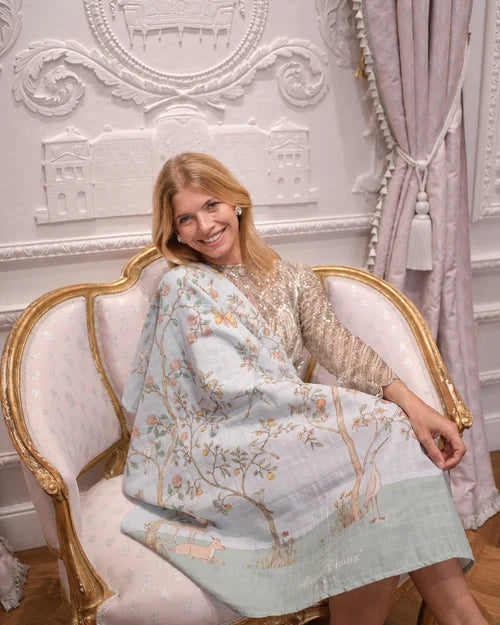 Atelier Choux Carré Swaddle - Carousel Green 100x100cm | Babybrandedshop