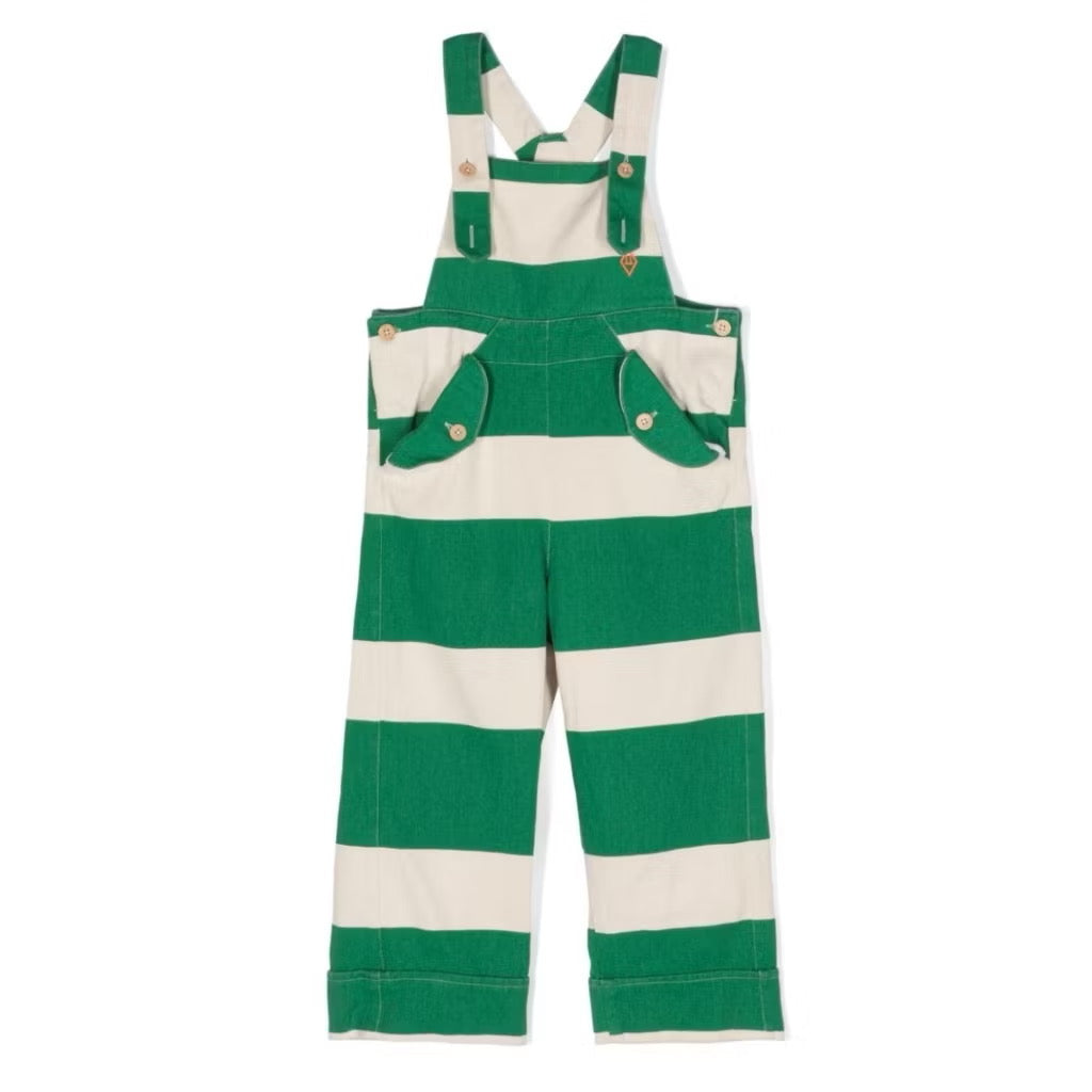 The Animals Observatory Kids Striped Cotton Dungarees