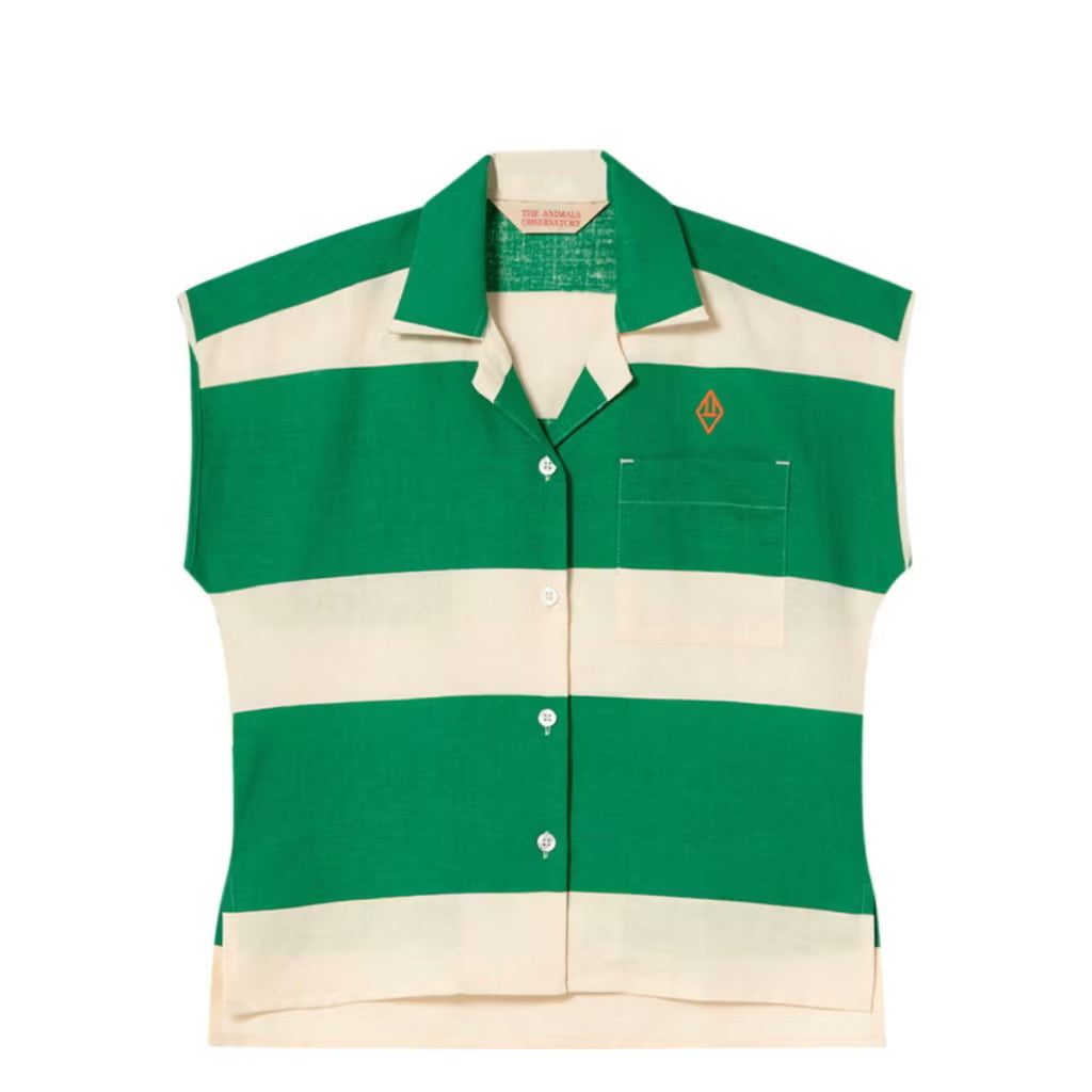 The Animals Observatory Kids  Striped Sleeveless Button-Up Shirt