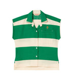 The Animals Observatory Kids  Striped Sleeveless Button-Up Shirt