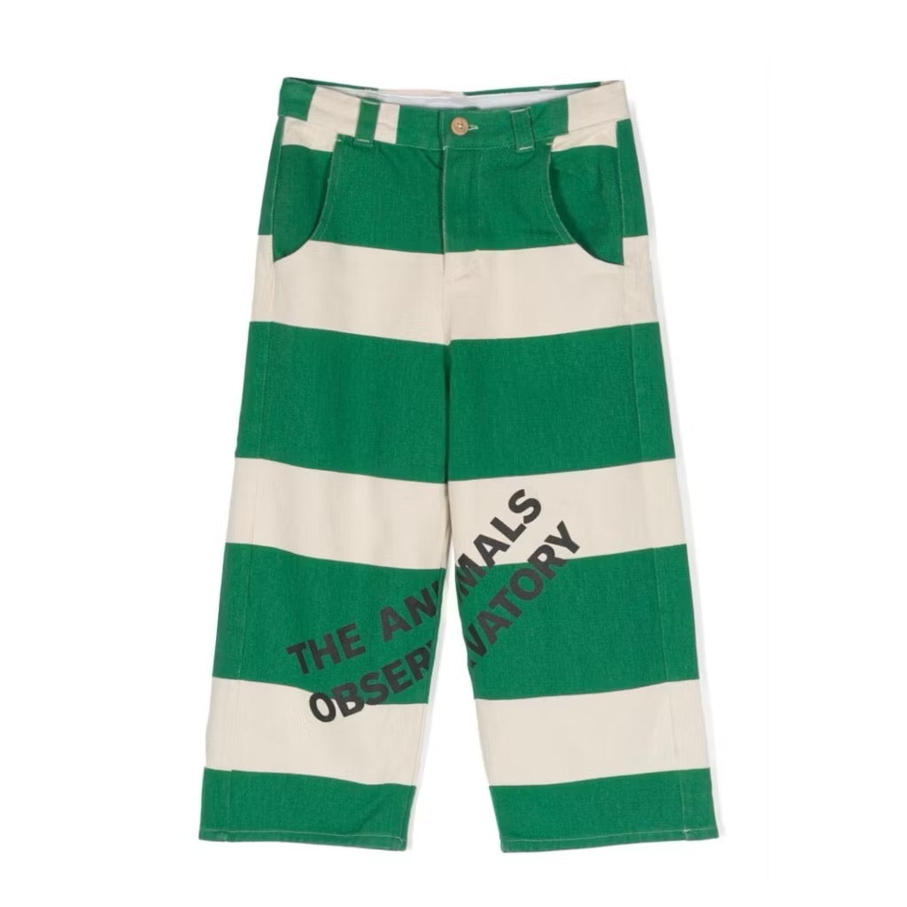 The Animals Observatory Kids Striped Logo Cotton Trousers