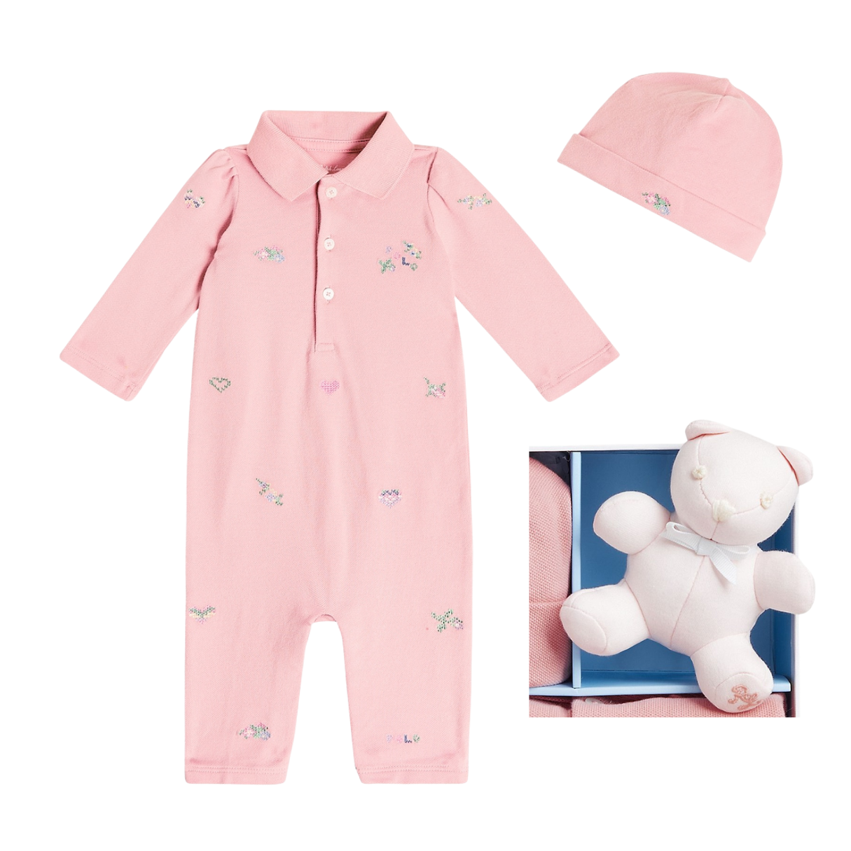 Polo Ralph Lauren Girls Embroidered Mesh 3-Piece Gift Set