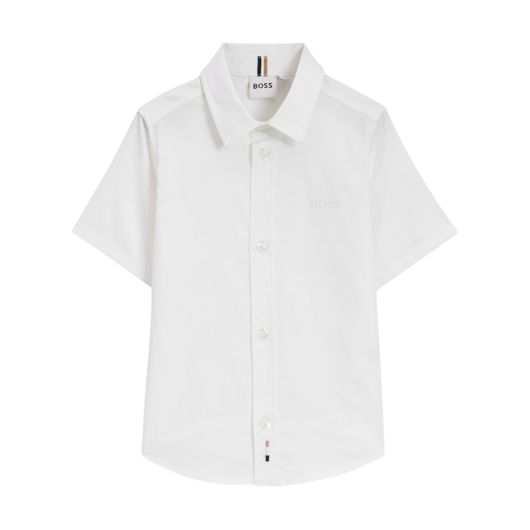 Boss Kids Long Sleeve Cotton Shirt in White